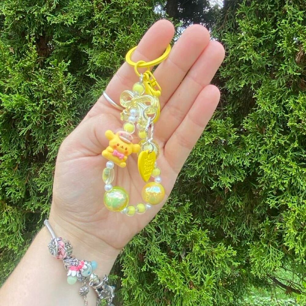 Pompompurin Hello Kitty Beaded Keychain